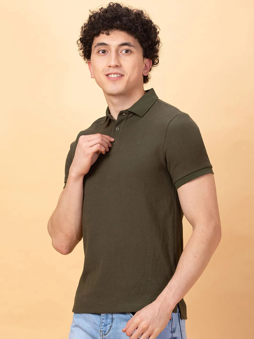 Being Human Clothing Mens-Top Polo Neck Dk.Olive
