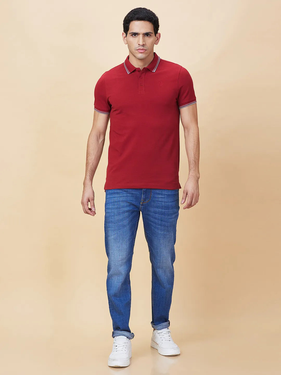 Being Human Clothing Mens-Top Polo Neck Maroon