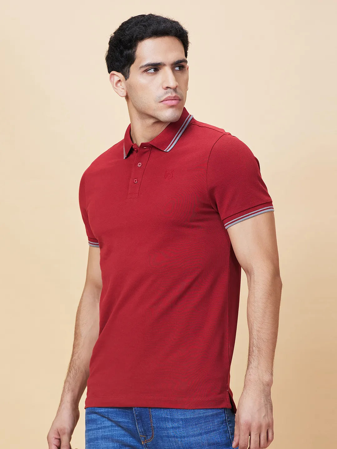 Being Human Clothing Mens-Top Polo Neck Maroon