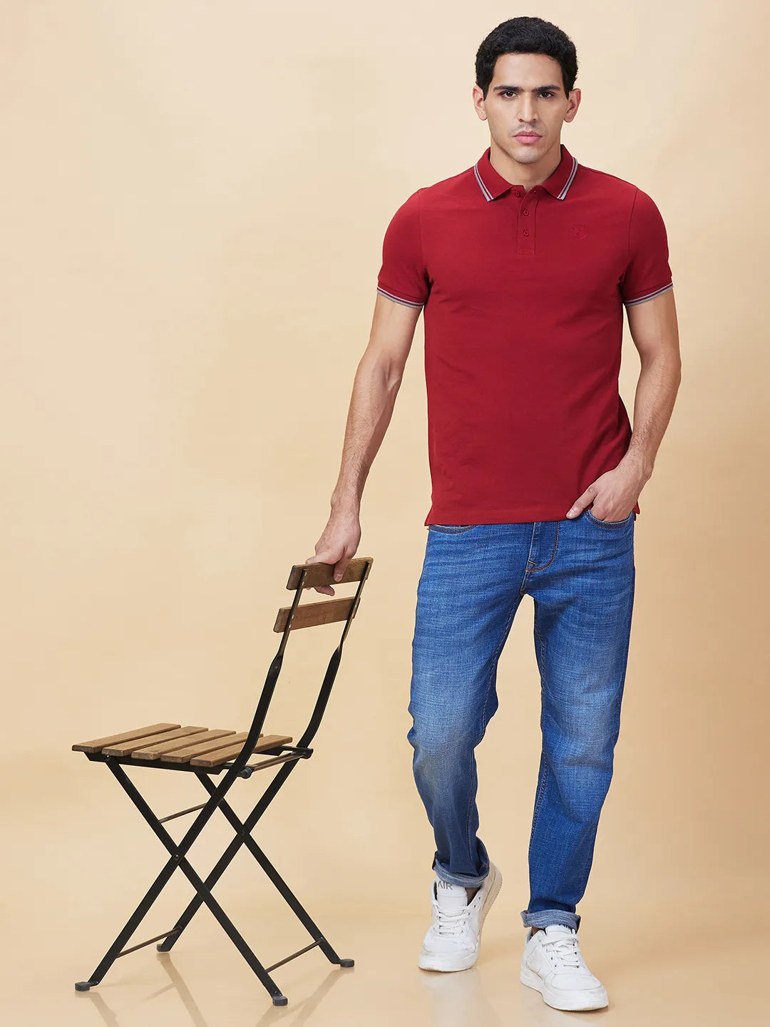 Being Human Clothing Mens-Top Polo Neck Maroon