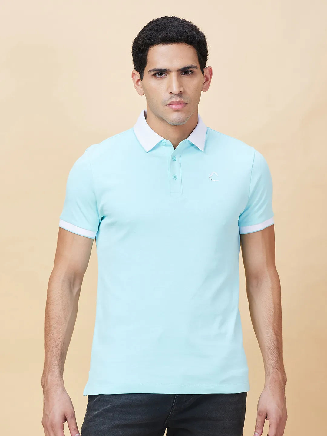 Being Human Clothing Mens-Top Polo Neck Aqua