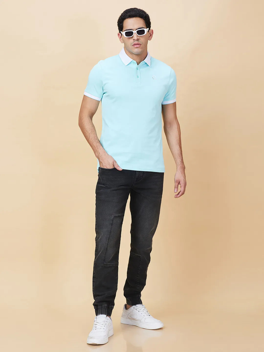 Being Human Clothing Mens-Top Polo Neck Aqua