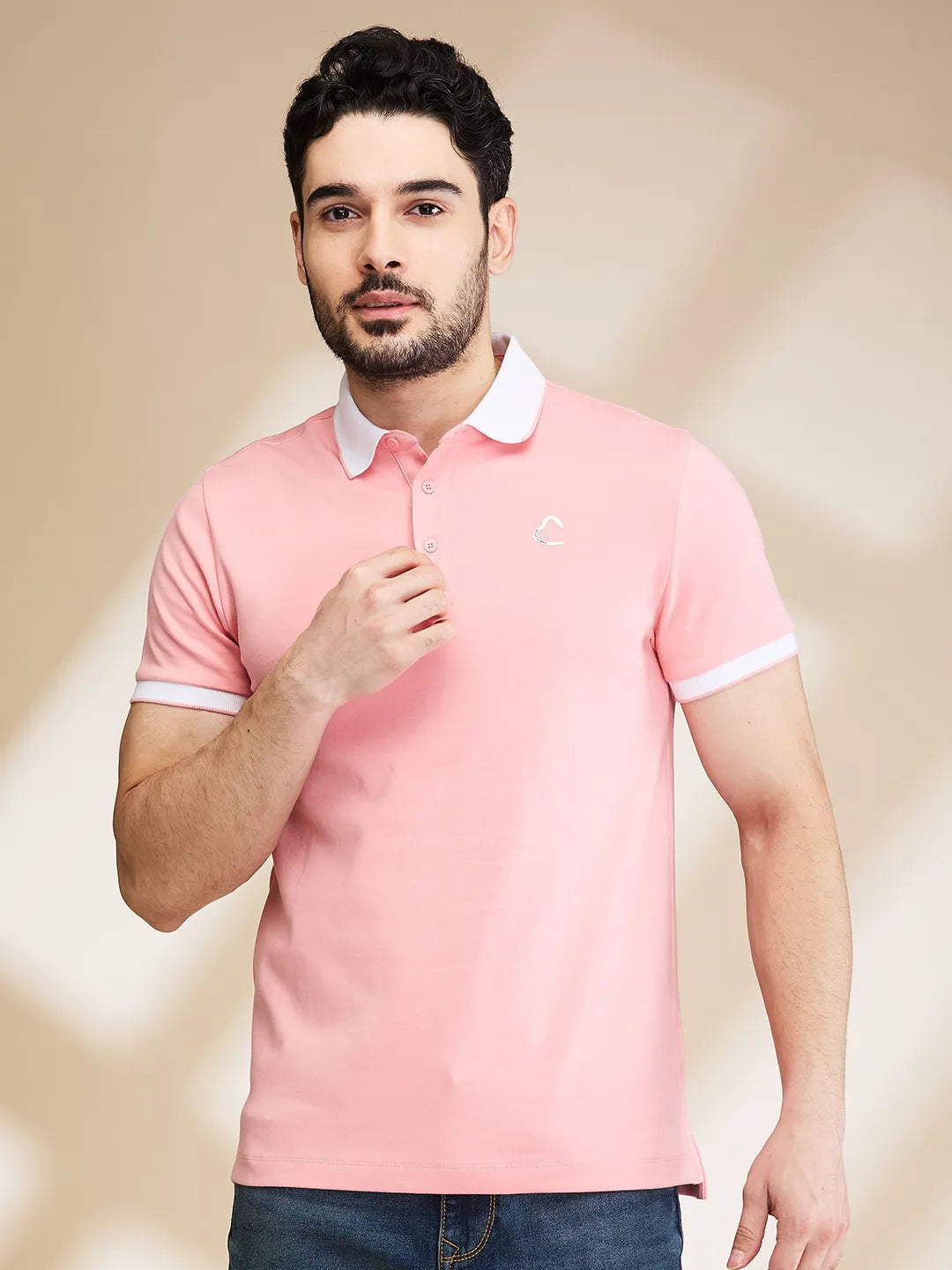 Being Human Clothing Mens-Top Polo Neck Dusty Pink