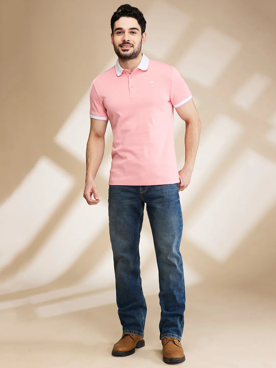 Being Human Clothing Mens-Top Polo Neck Dusty Pink