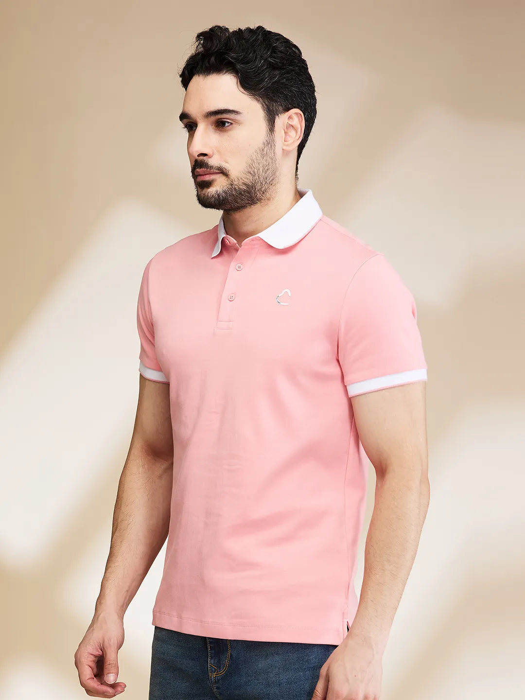 Being Human Clothing Mens-Top Polo Neck Dusty Pink