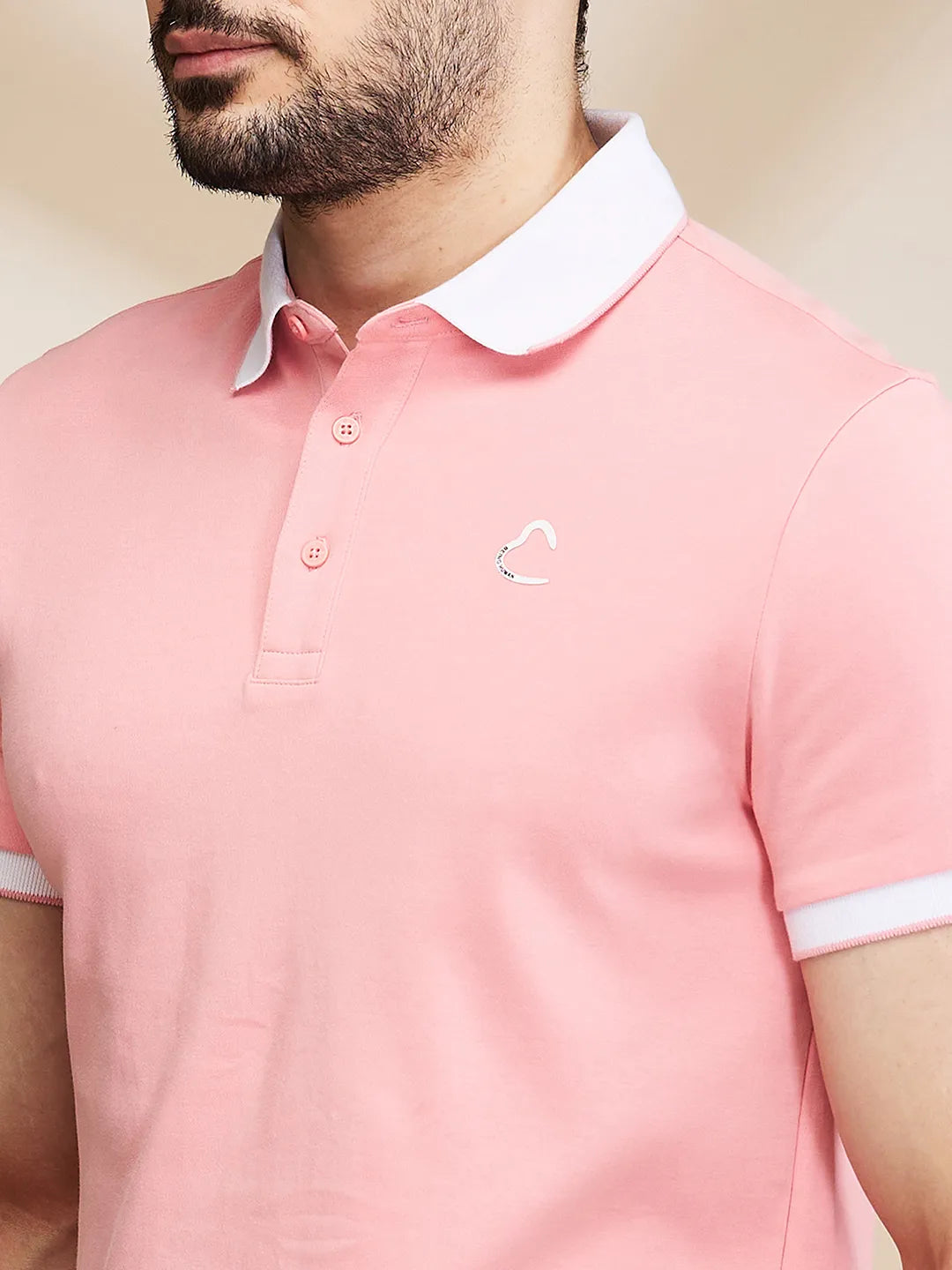 Being Human Clothing Mens-Top Polo Neck Dusty Pink
