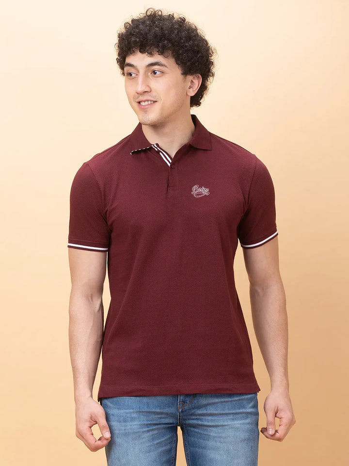 Maroon Regular Fit Men's Polo T-Shirt