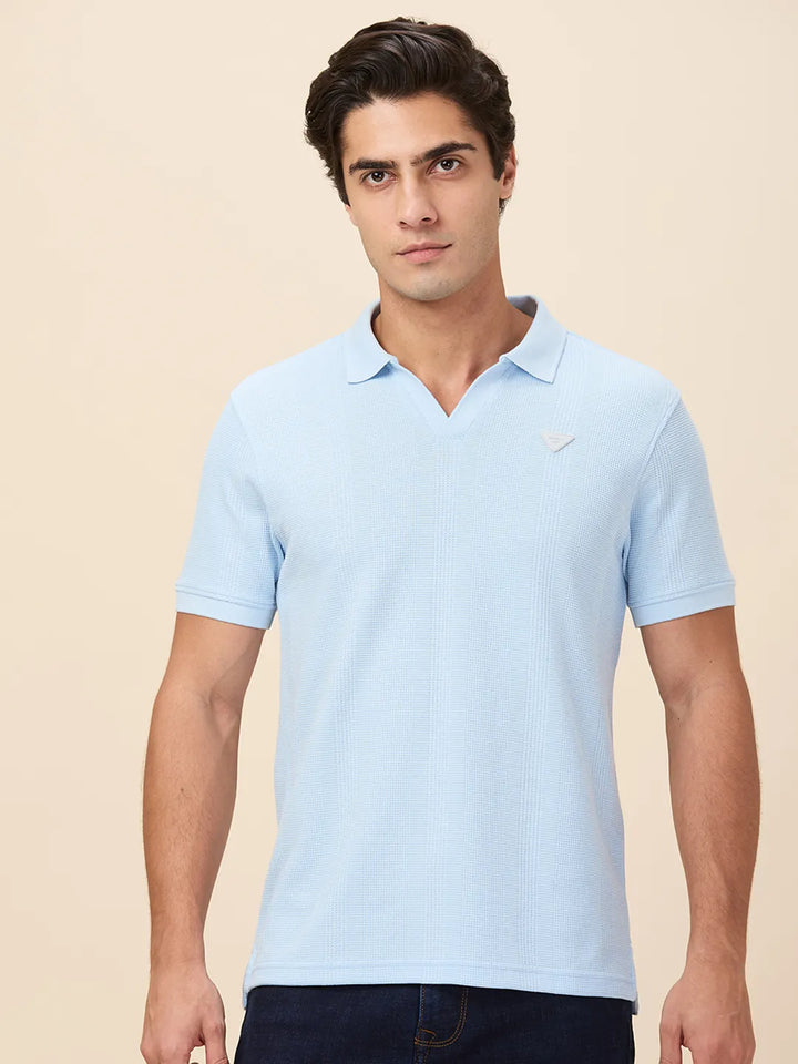 Sky Blue Regular Fit Men's Polo T-shirt by Being Human Clothing