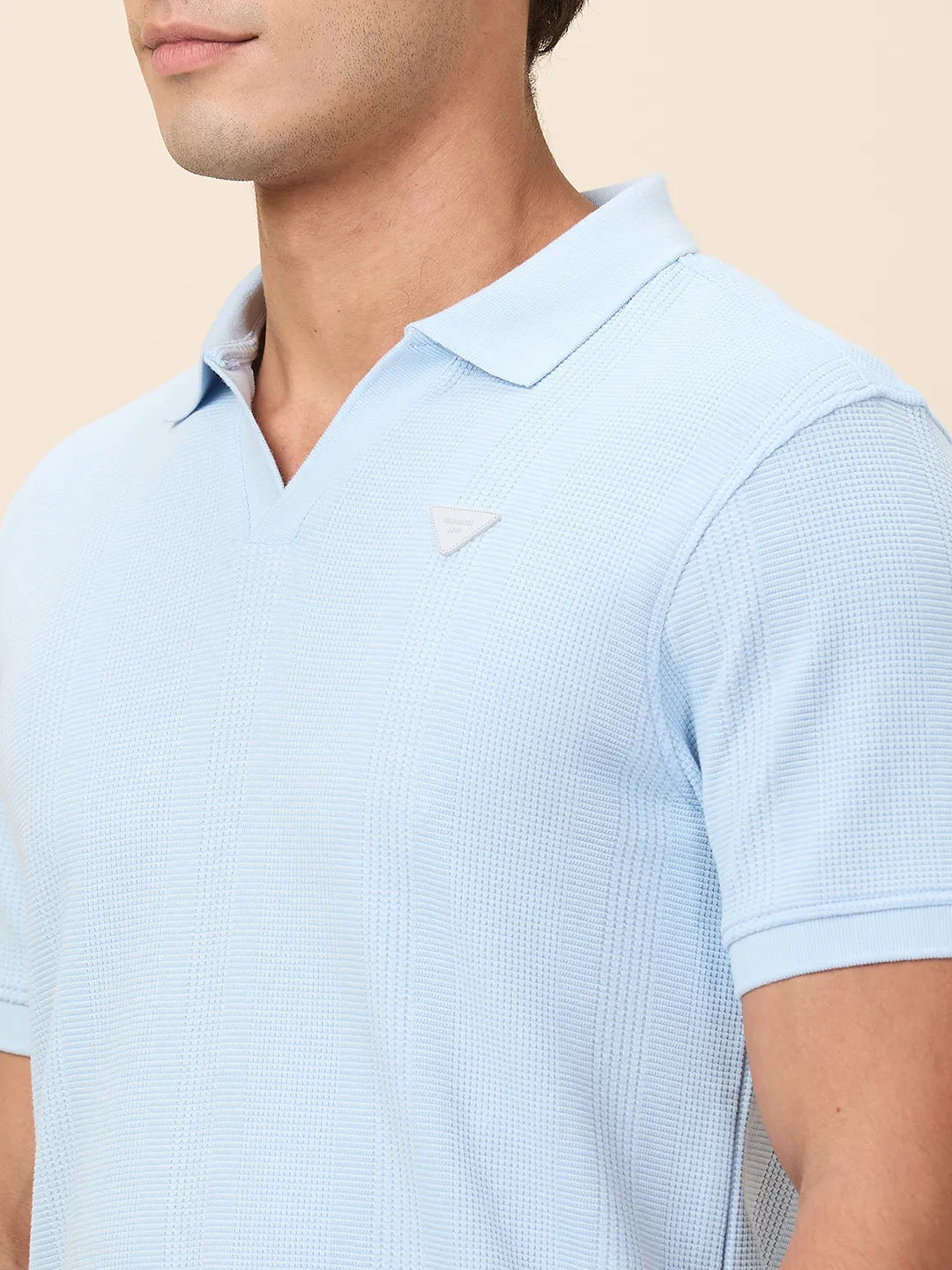 Being Human Clothing Men Blue Textured Polo Neck T-Shirt