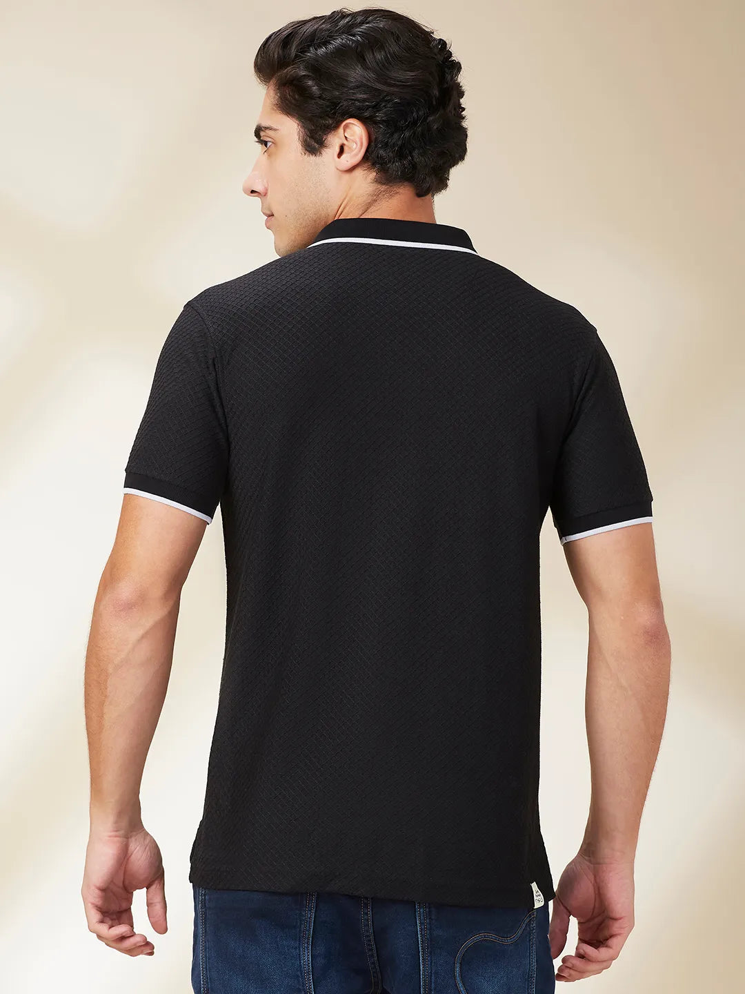 Black Regular Fit Men's Polo T-Shirt by Being Human Clothing