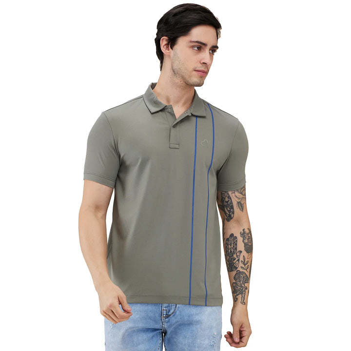 Olive Regular Fit Men's Polo T-shirt by Being Human Clothing