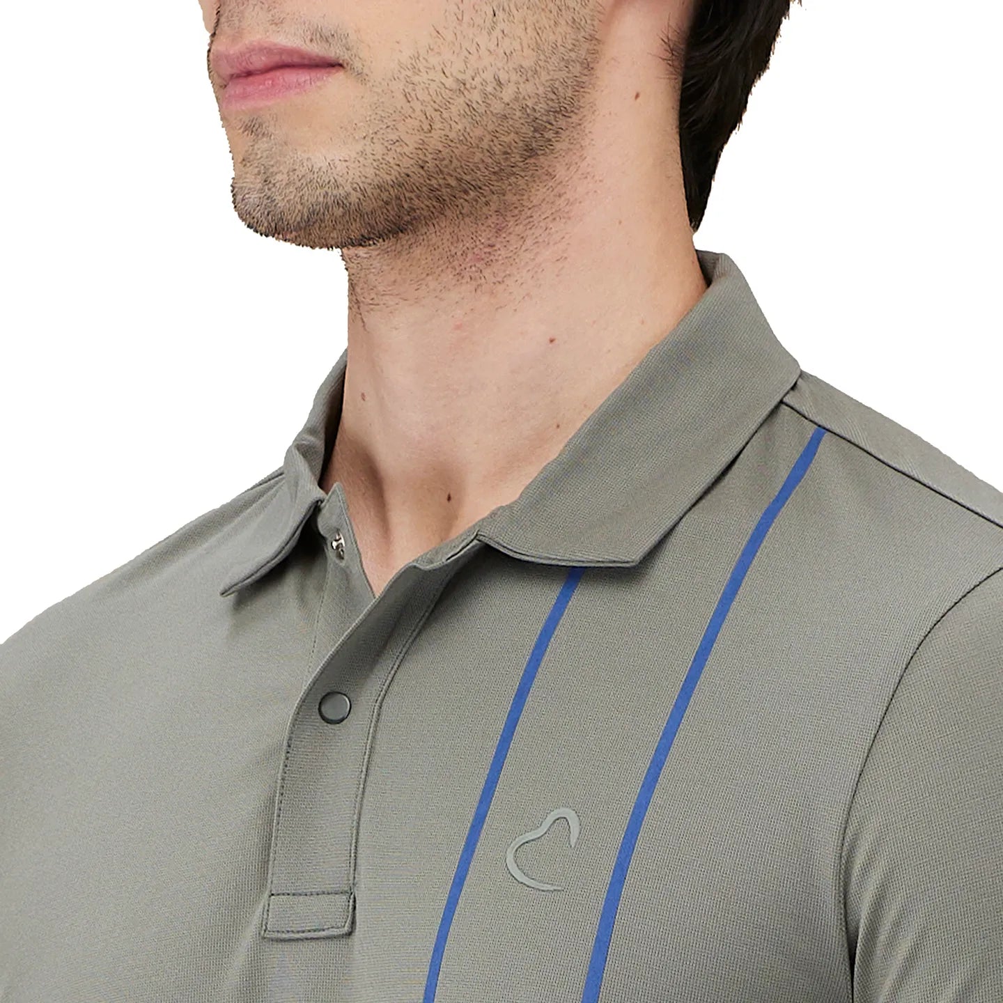 Being Human Clothing Men Green Vertical Stripes Polo Neck T-Shirt