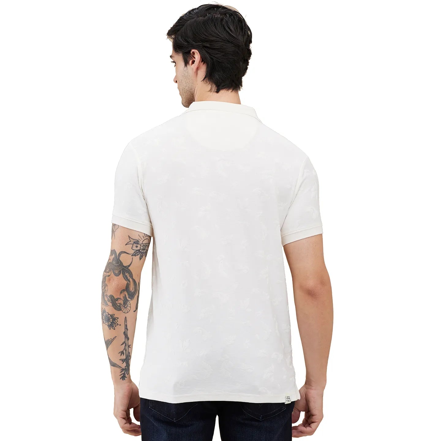 Being Human Clothing Men Beige Self Design Polo Neck T-Shirt