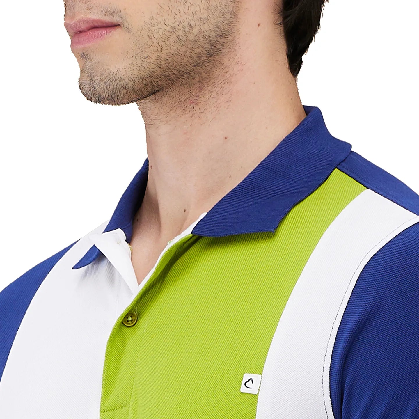 Being Human Clothing Men Blue Colorblock Stripes Polo Neck T-Shirt