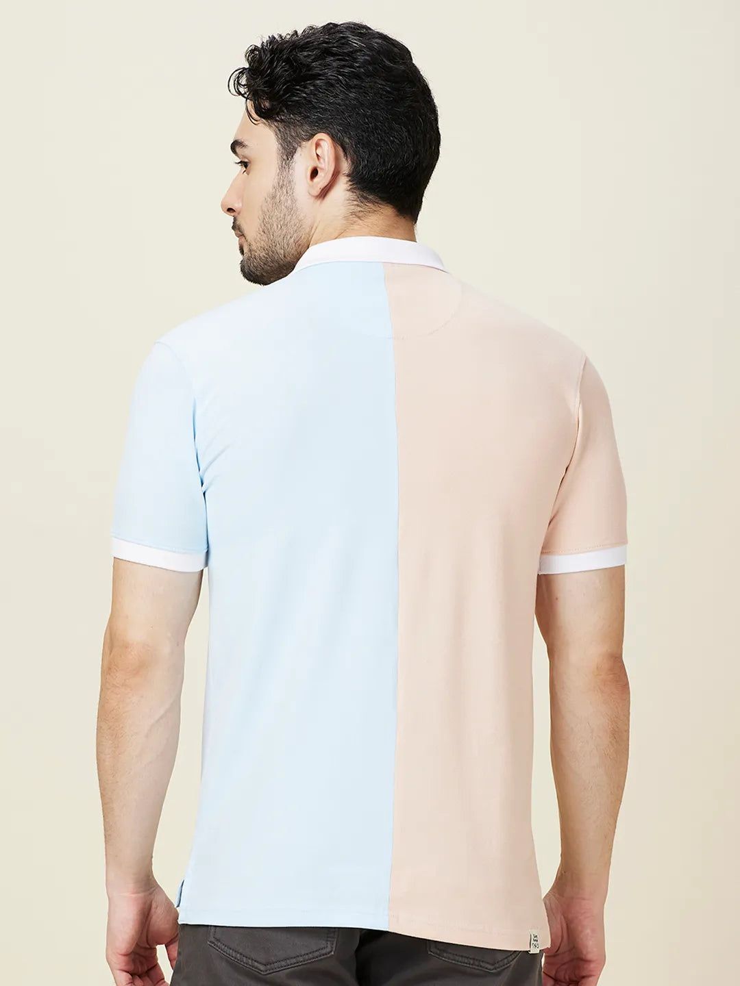 Being Human Clothing Men Blue Color Block Polo Neck T-Shirt