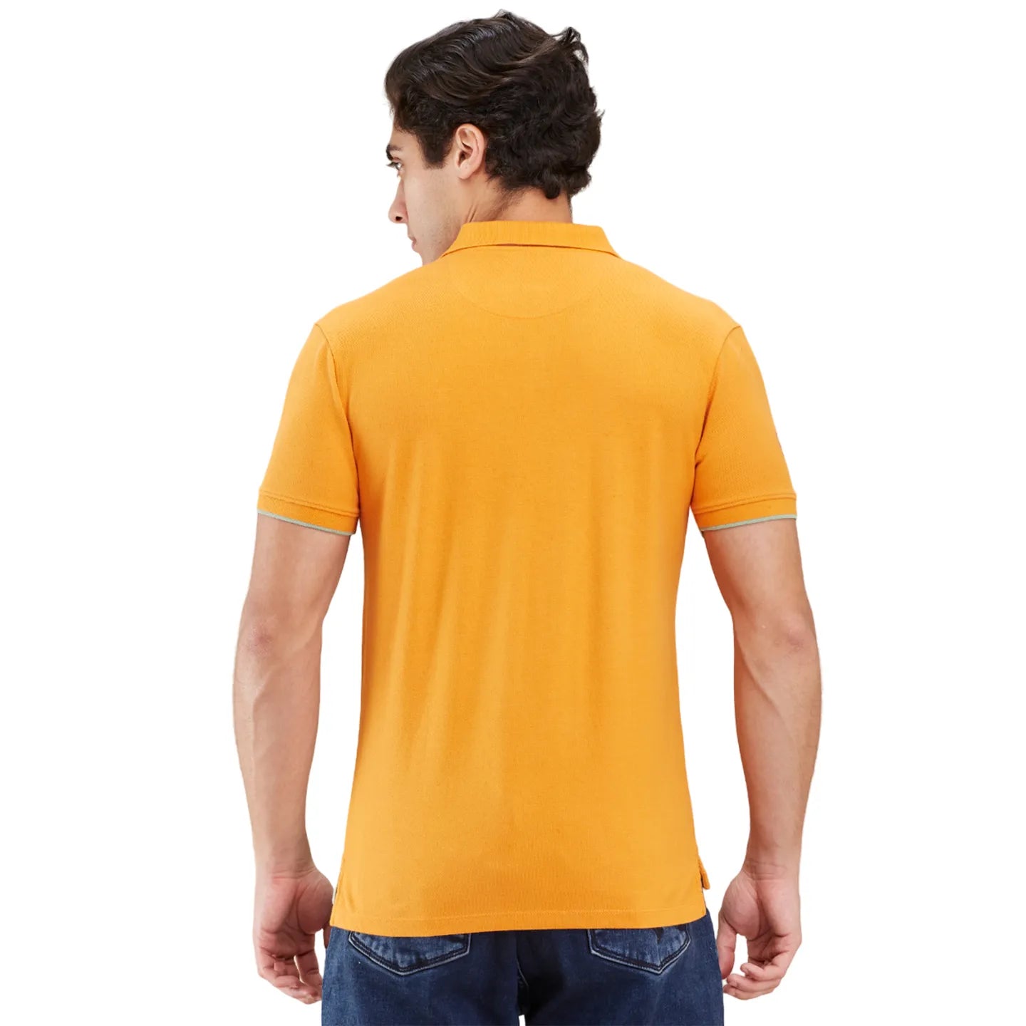 Being Human Clothing Men Orange Colorblock Stripes Polo Neck T-Shirt