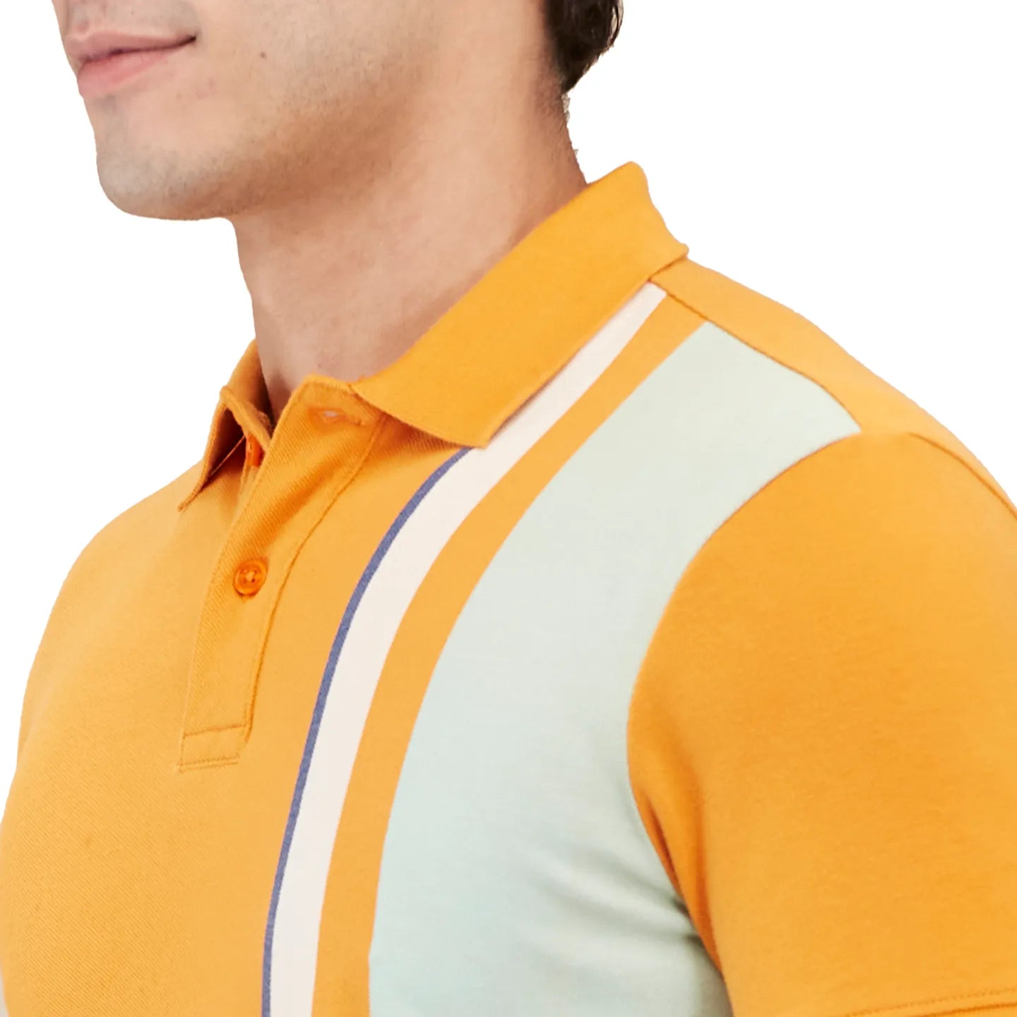 Being Human Clothing Men Orange Colorblock Stripes Polo Neck T-Shirt