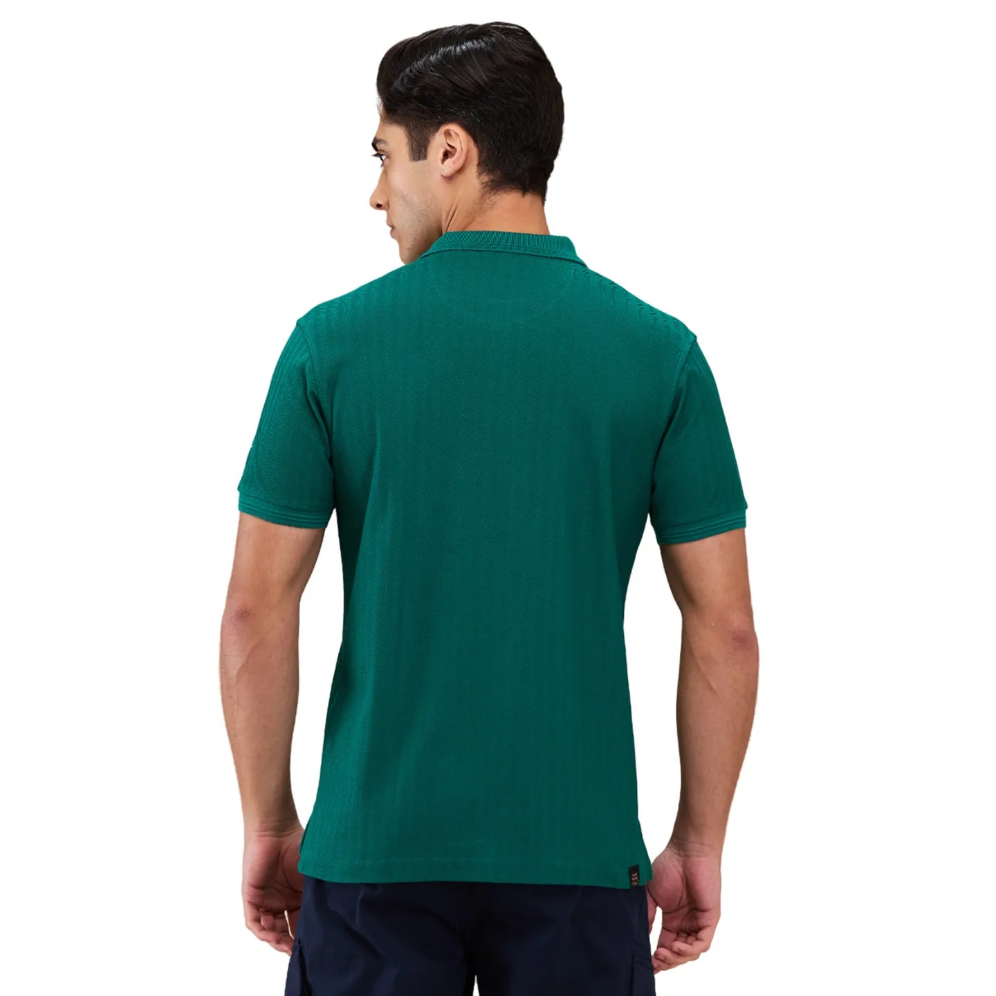 Being Human Clothing Men Green Textured Polo Neck T-Shirt