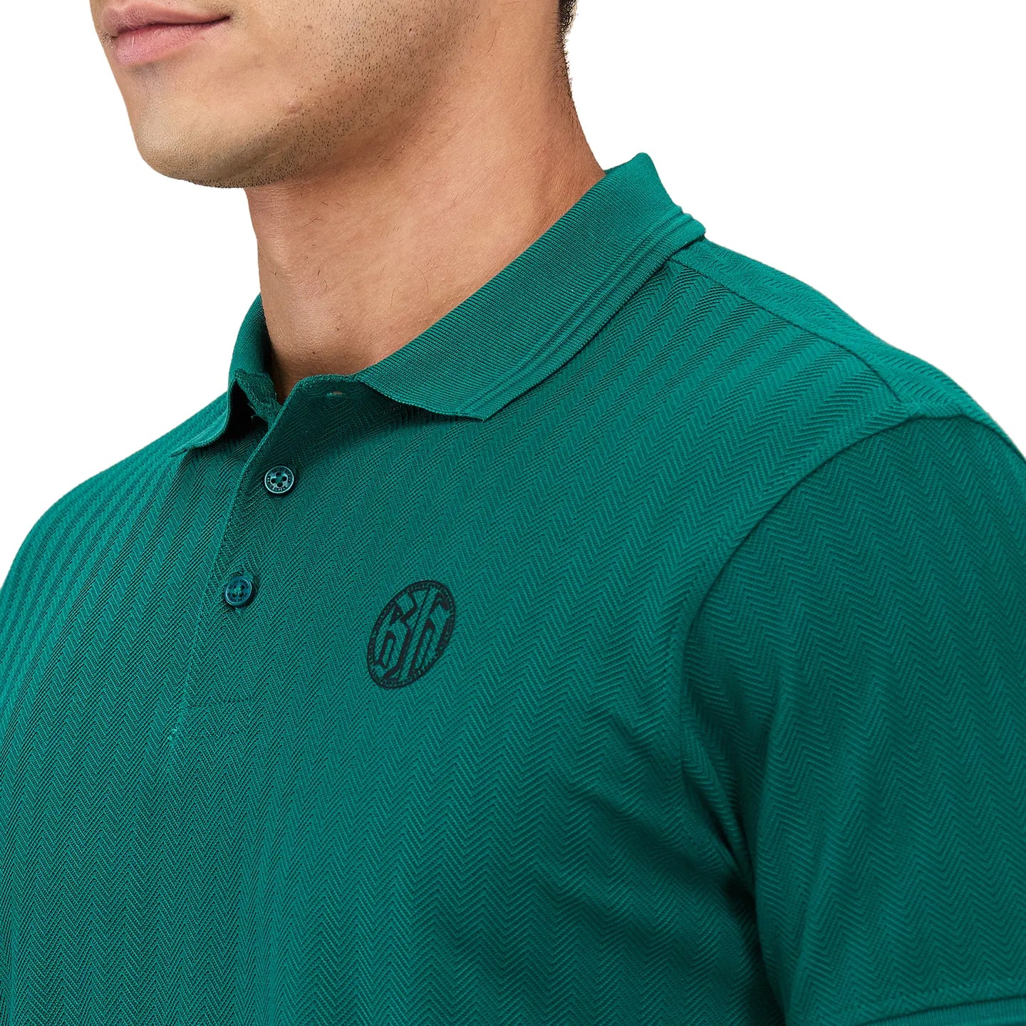 Being Human Clothing Men Green Textured Polo Neck T-Shirt