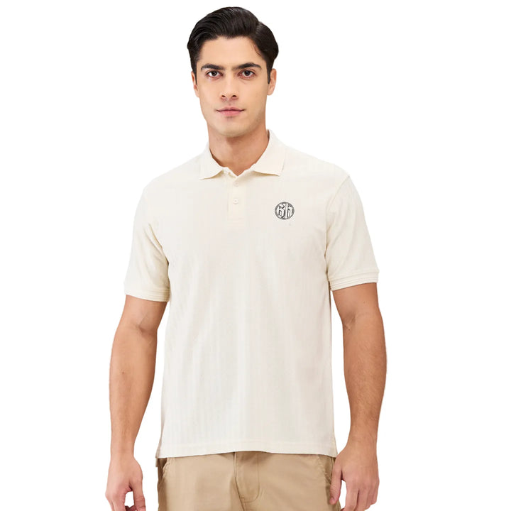 White Regular Fit Men's Polo T-Shirt by Being Human Clothing