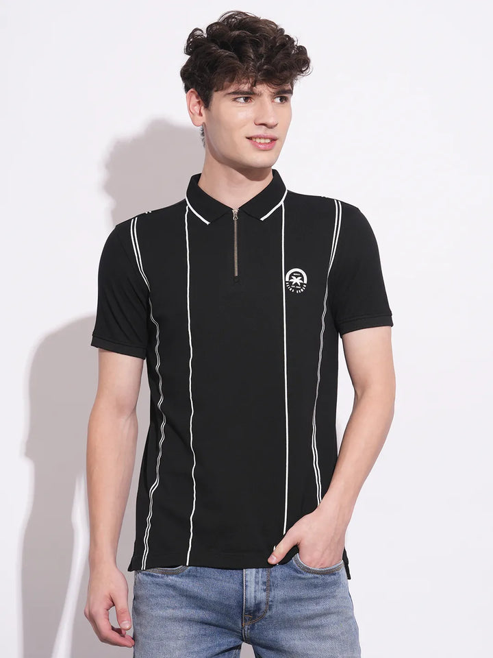 Black Regular Fit Men's Polo T-Shirt by Being Human Clothing