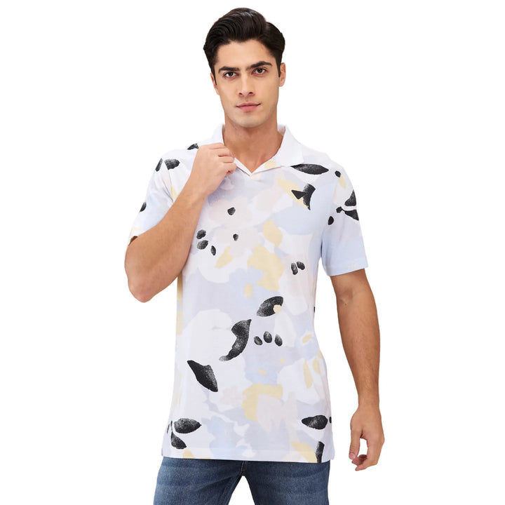 White Regular Fit Men's Polo T-Shirt by Being Human Clothing