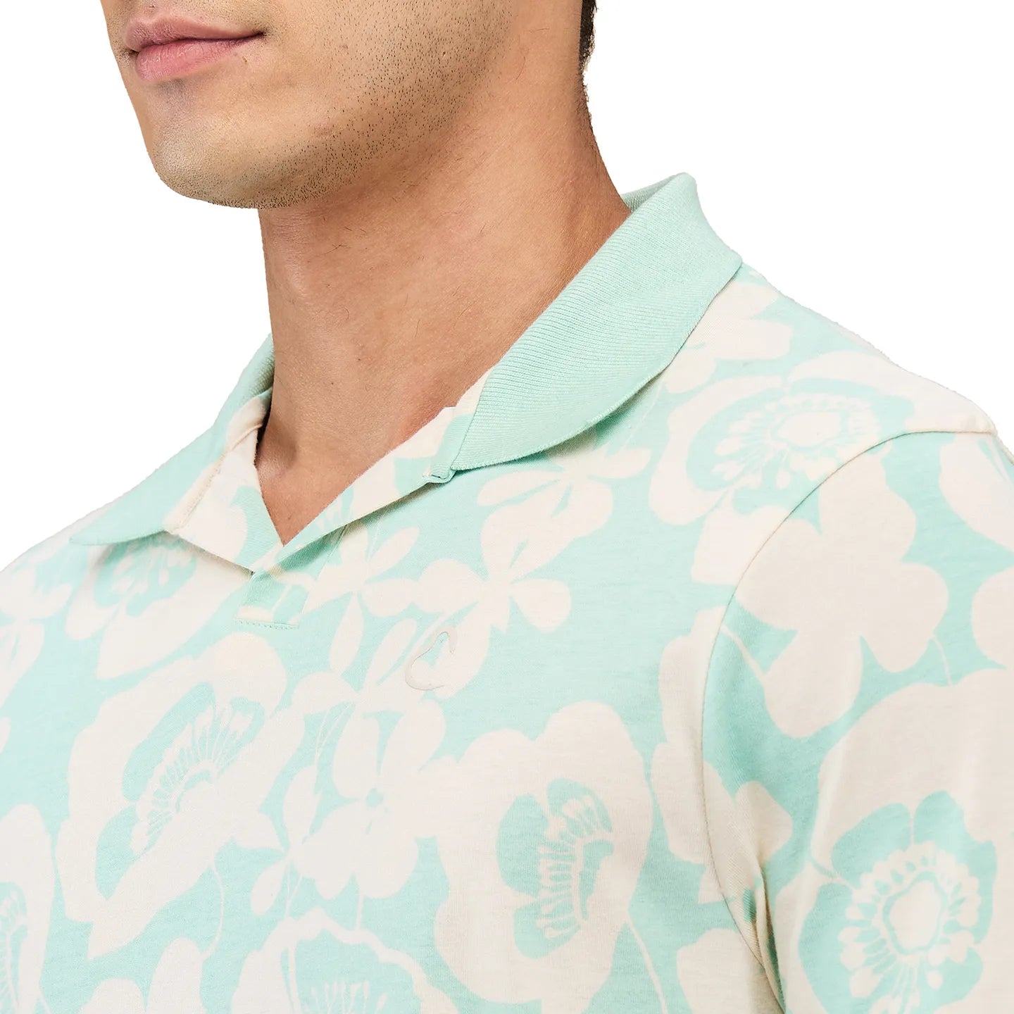 Being Human Clothing Men Green Floral Polo Neck T-Shirt