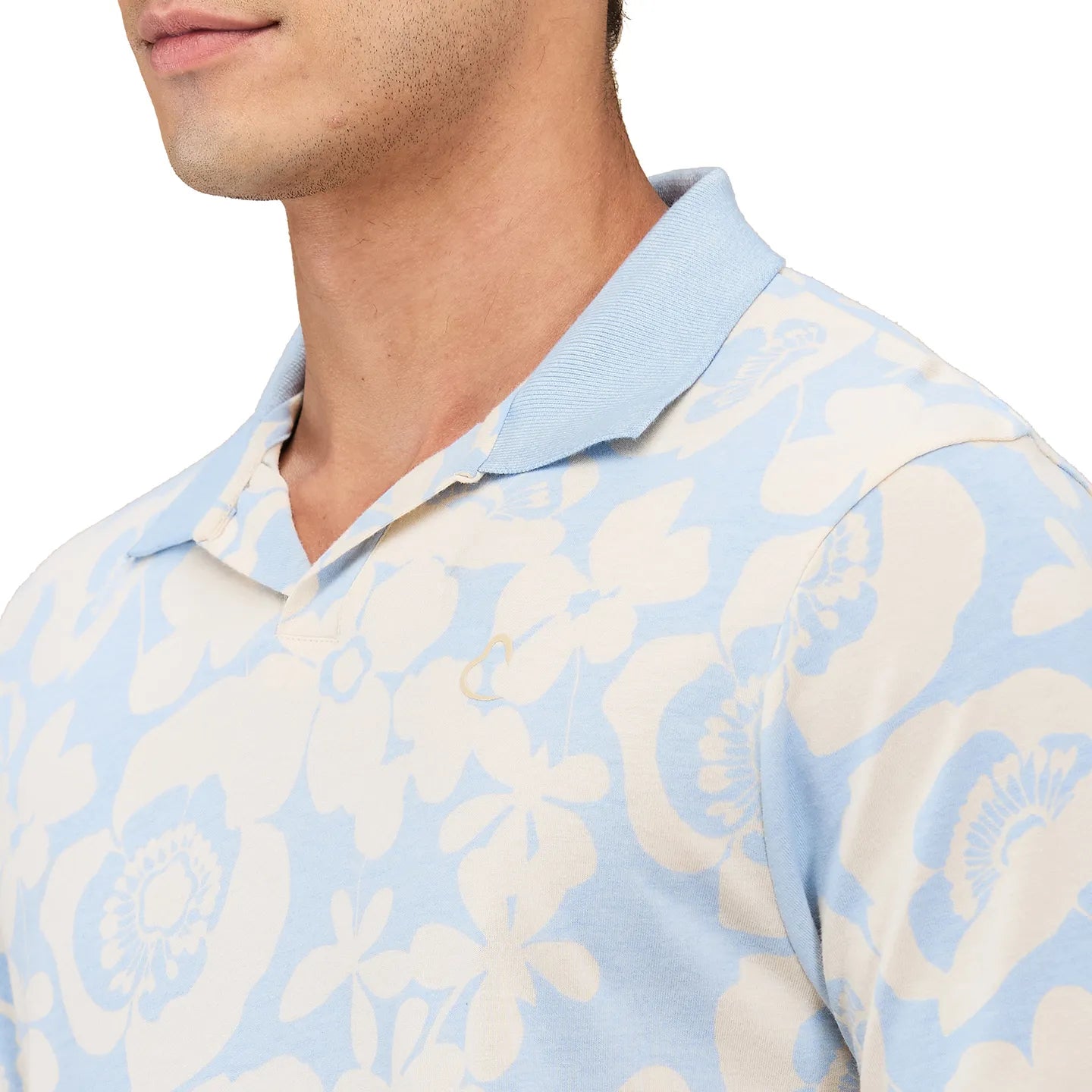 Being Human Clothing Men Blue Floral Polo Neck T-Shirt