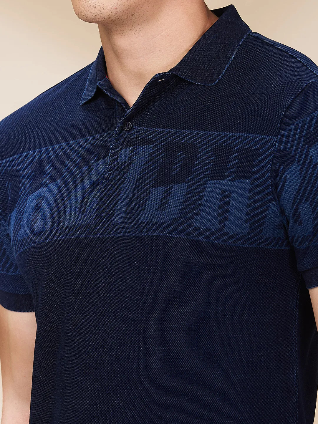 Being Human Clothing Men Blue Letter Polo Neck T-Shirt