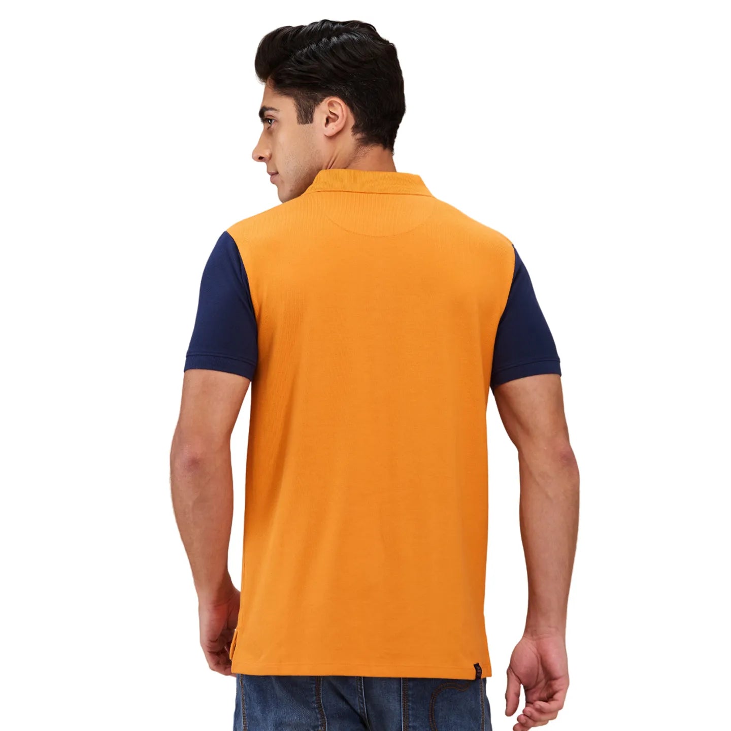 Being Human Clothing Men Orange Color Block Polo Neck T-Shirt
