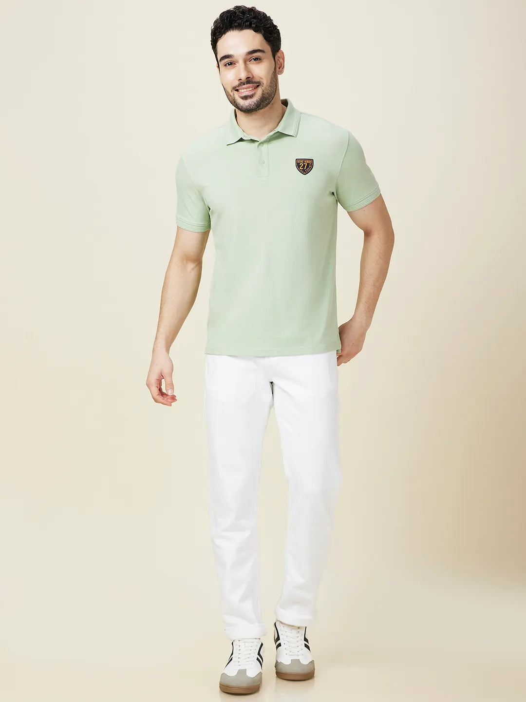 Being Human Clothing Men Green Solid Polo Neck T-Shirt