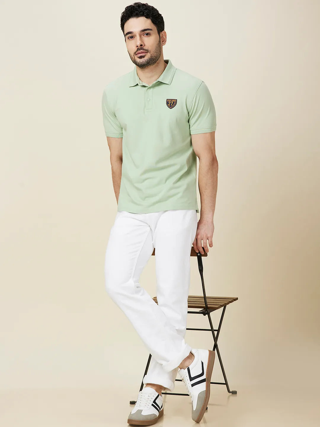 Being Human Clothing Men Green Solid Polo Neck T-Shirt