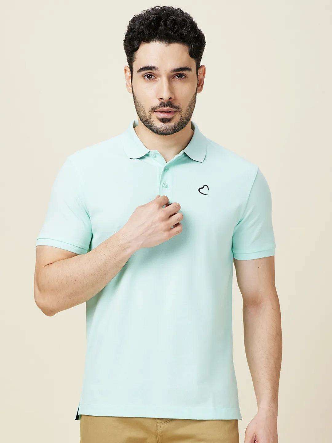 Being Human Clothing Men Green Solid Polo Neck T-Shirt