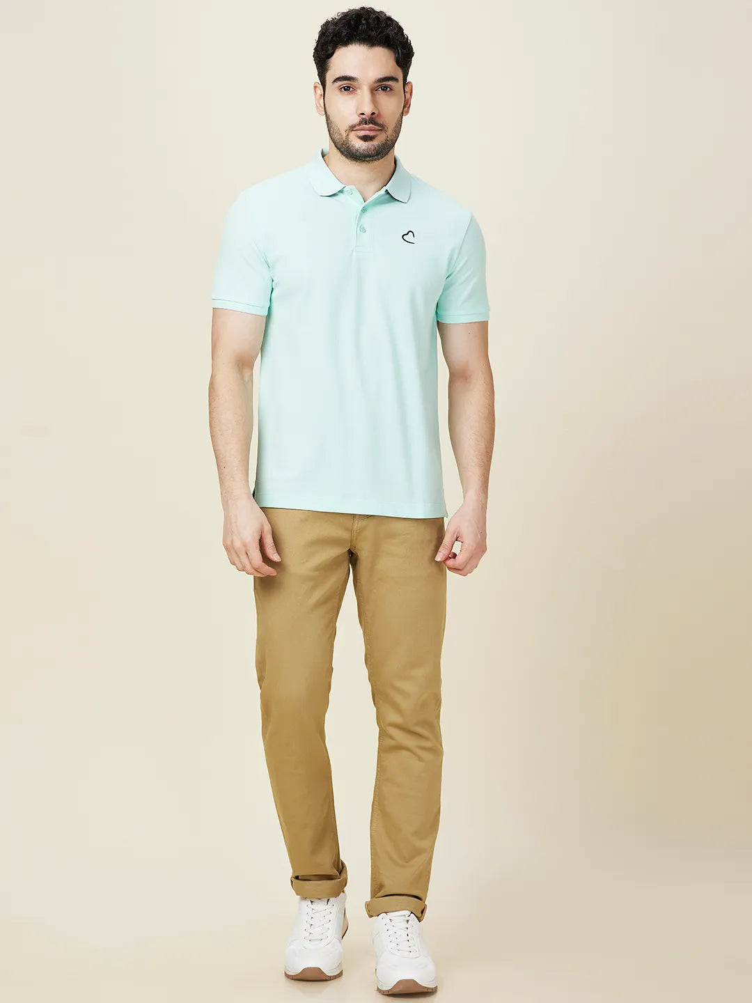 Being Human Clothing Men Green Solid Polo Neck T-Shirt