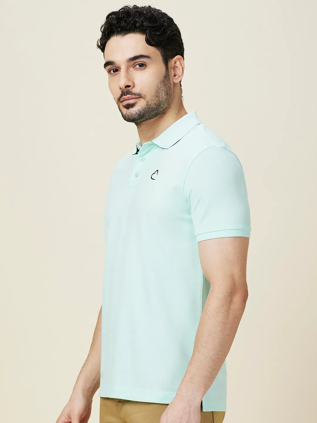 Being Human Clothing Men Green Solid Polo Neck T-Shirt