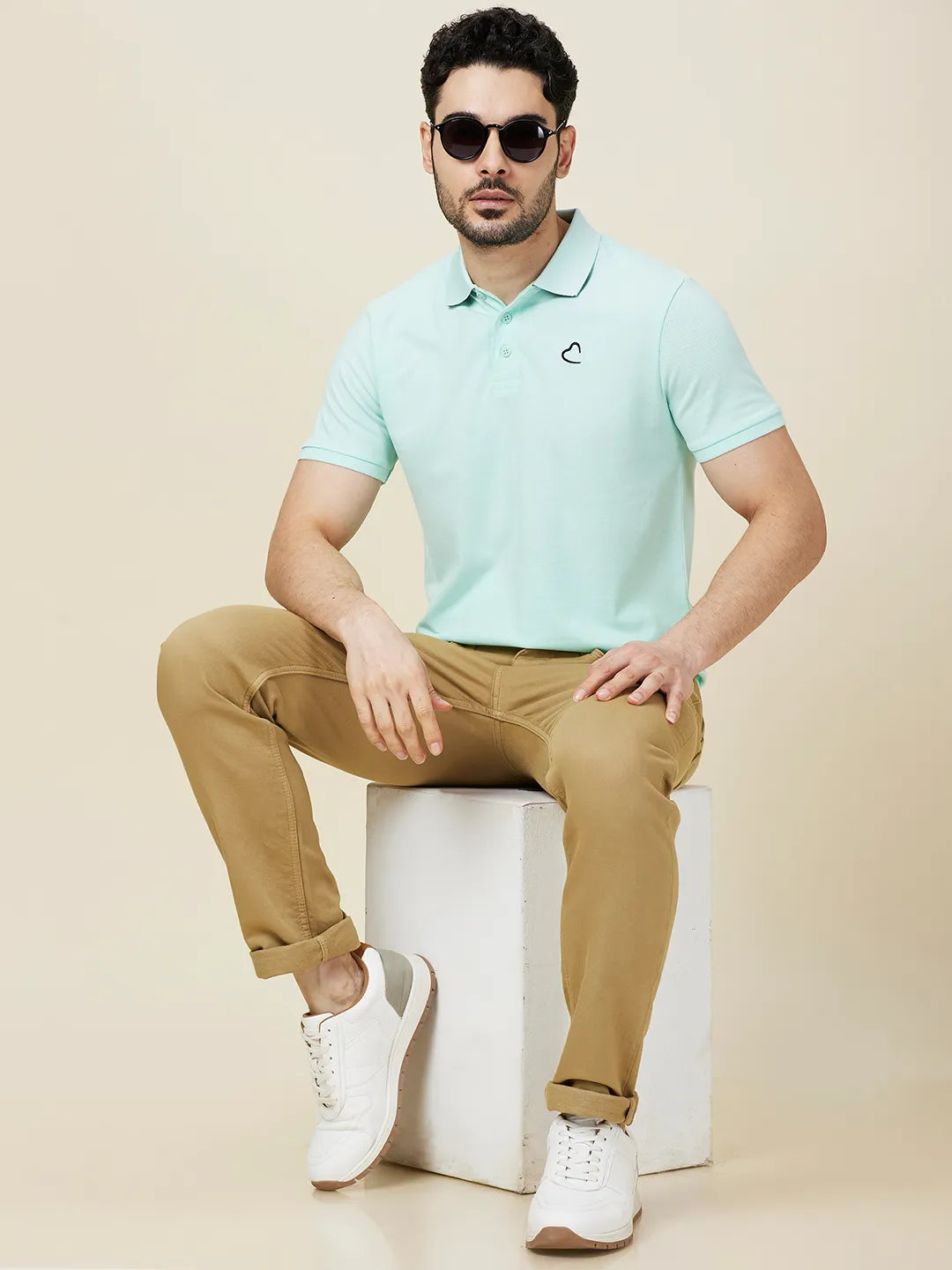 Being Human Clothing Men Green Solid Polo Neck T-Shirt