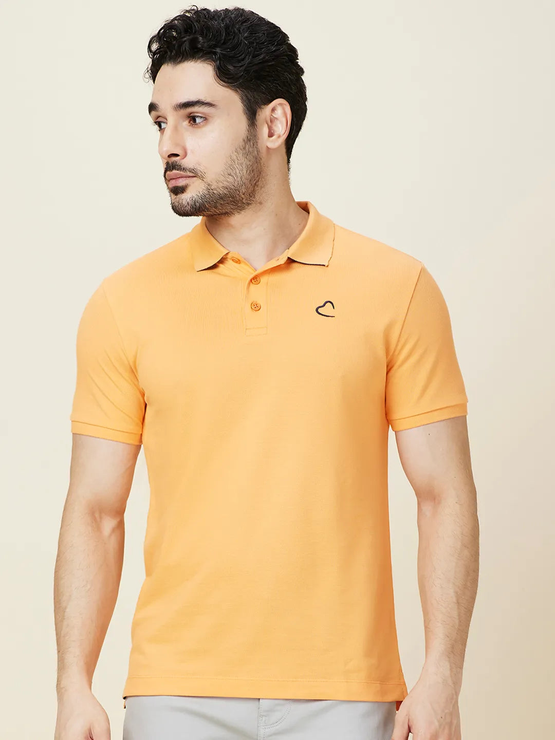 Being Human Clothing Men Orange Solid Polo Neck T-Shirt