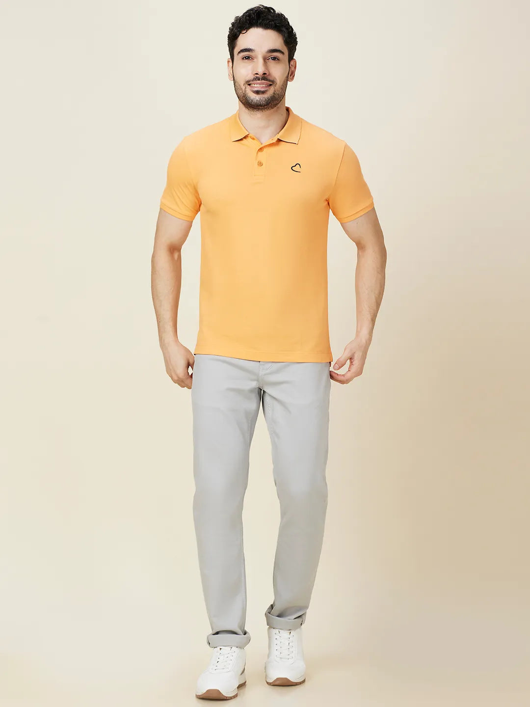 Being Human Clothing Men Orange Solid Polo Neck T-Shirt