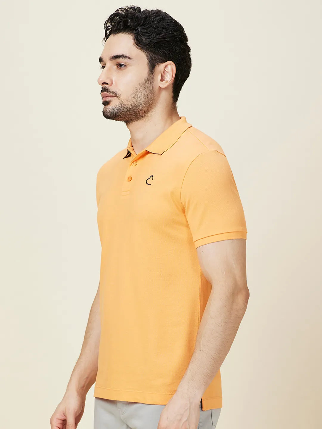 Being Human Clothing Men Orange Solid Polo Neck T-Shirt