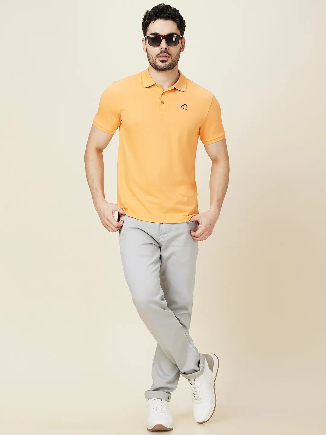 Being Human Clothing Men Orange Solid Polo Neck T-Shirt