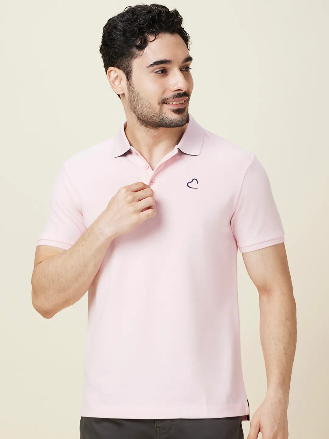 Being Human Clothing Men Pink Solid Polo Neck T-Shirt