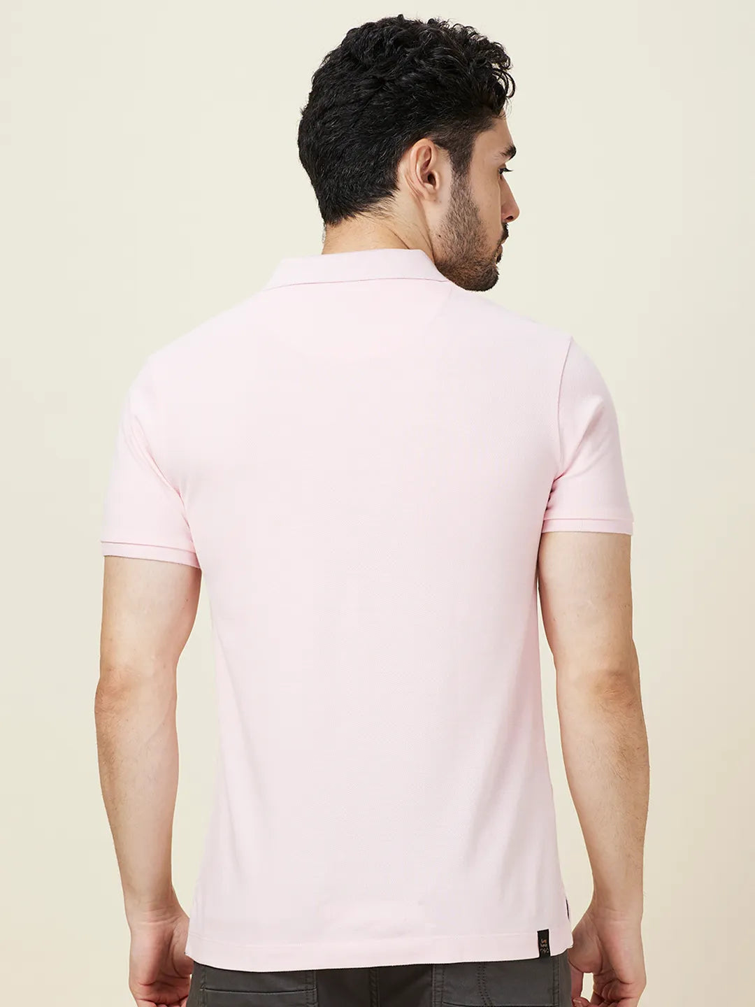 Being Human Clothing Men Pink Solid Polo Neck T-Shirt