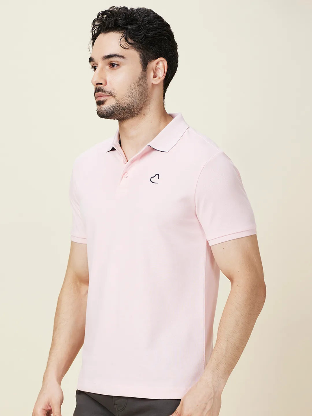 Being Human Clothing Men Pink Solid Polo Neck T-Shirt