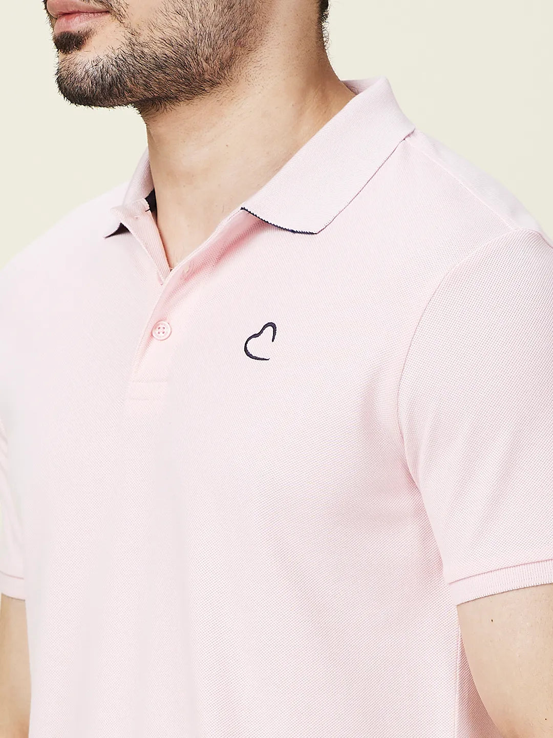Being Human Clothing Men Pink Solid Polo Neck T-Shirt