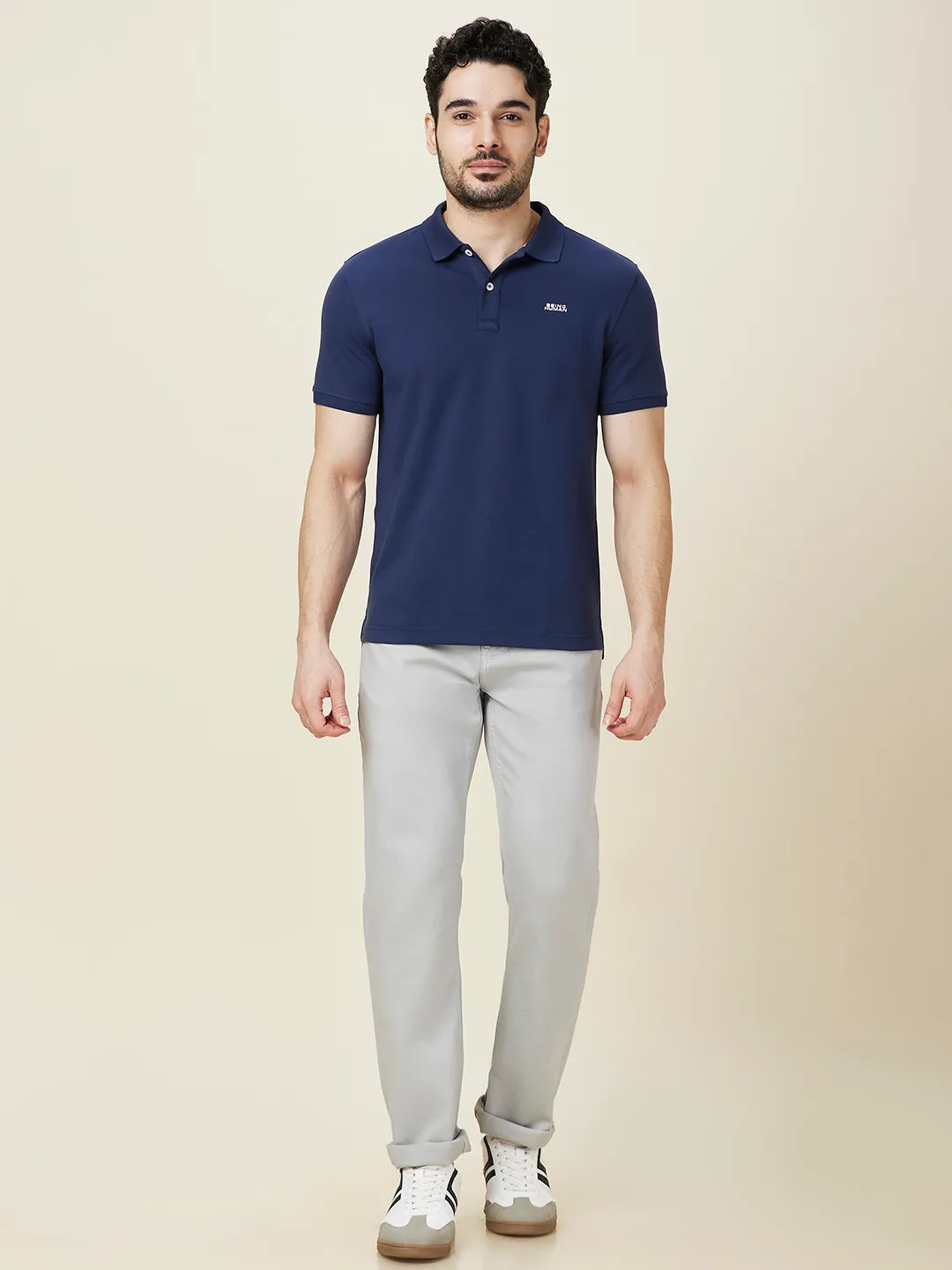 Being Human Clothing Men Blue Solid Polo Neck T-Shirt