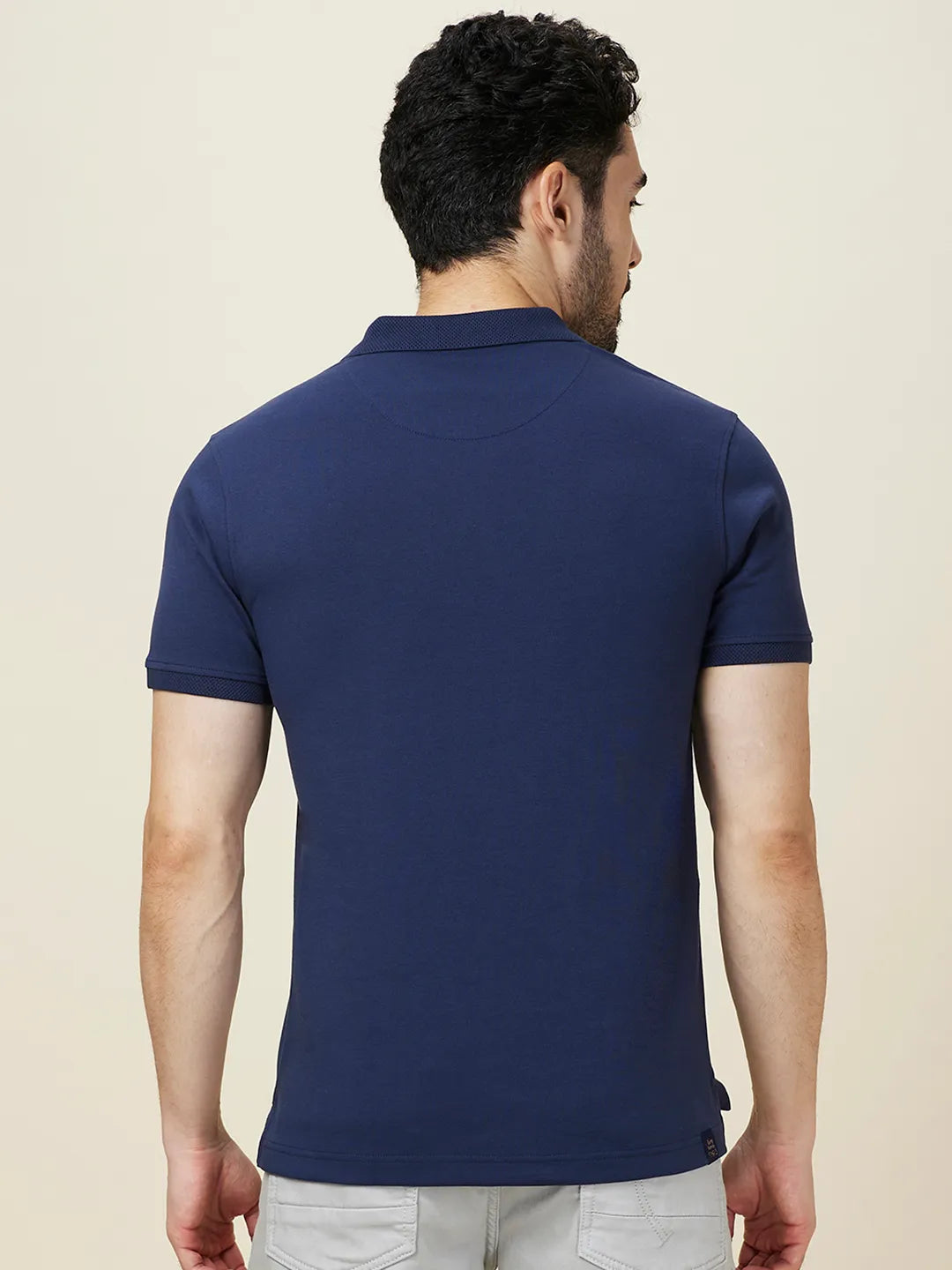 Being Human Clothing Men Blue Solid Polo Neck T-Shirt