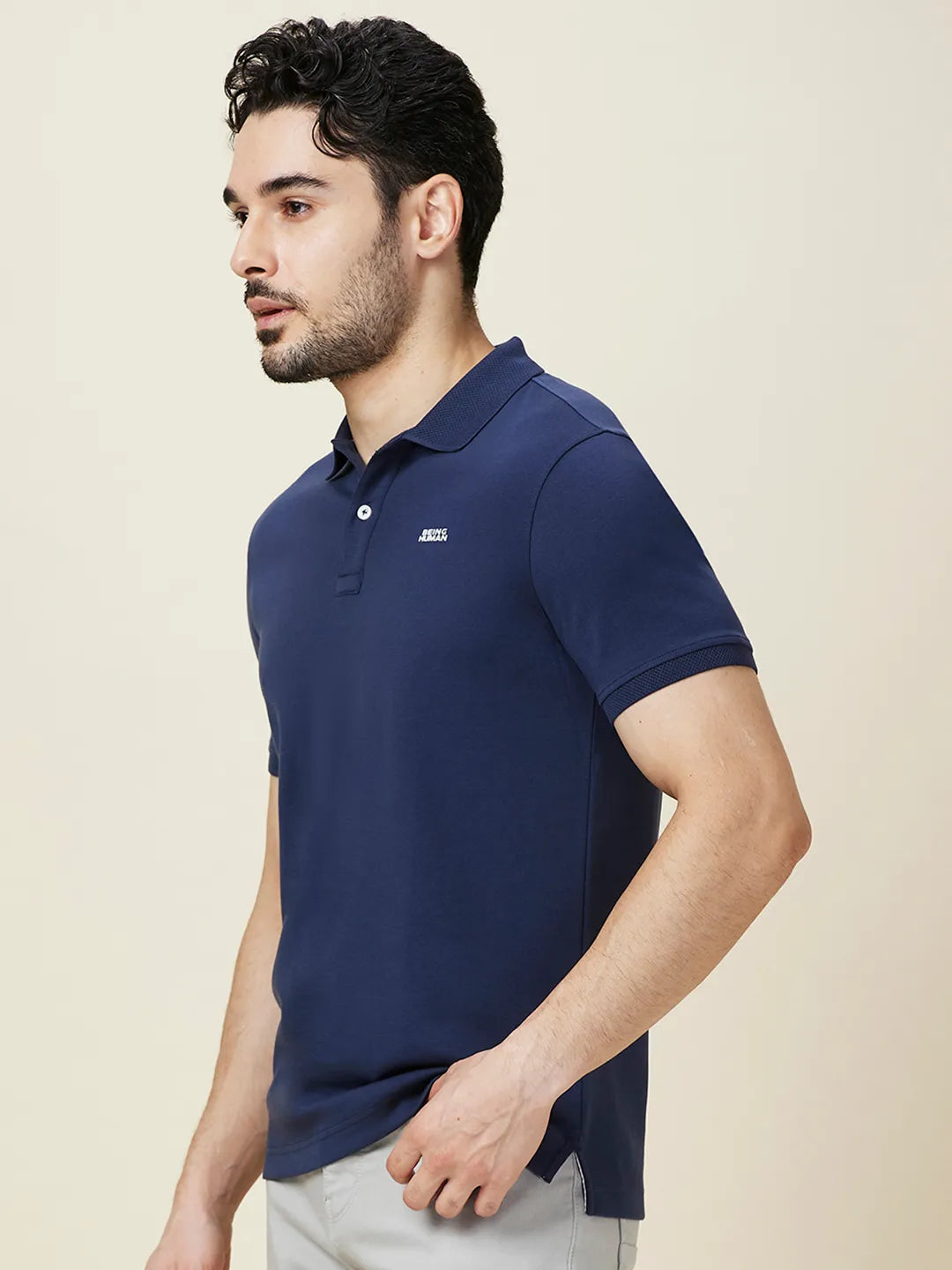 Being Human Clothing Men Blue Solid Polo Neck T-Shirt