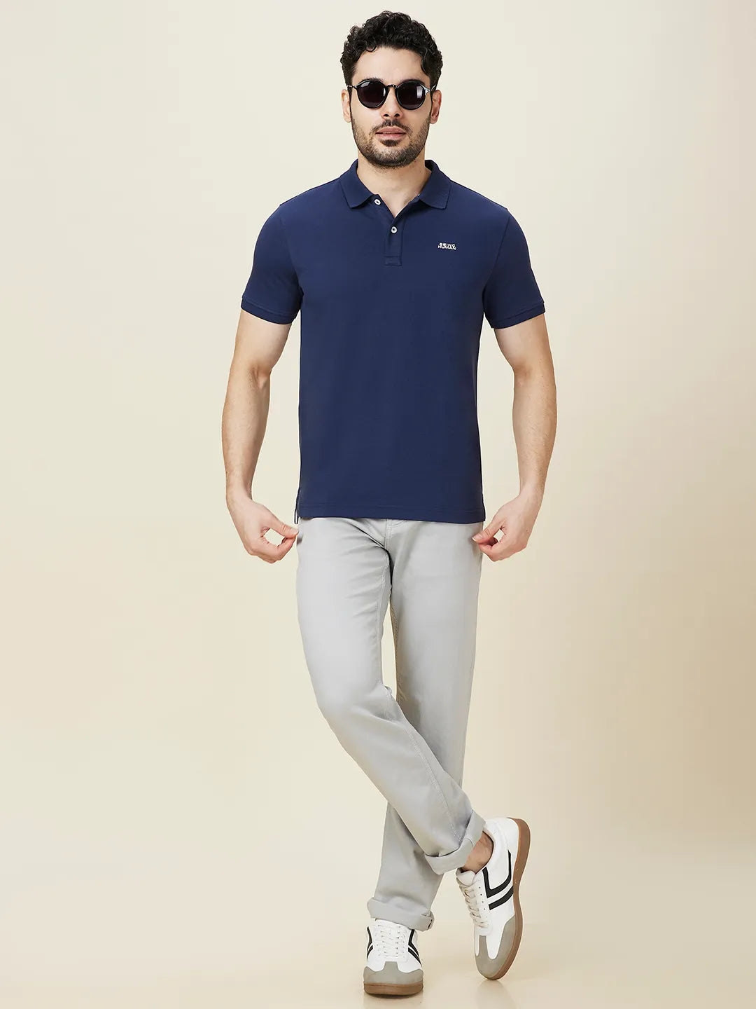 Being Human Clothing Men Blue Solid Polo Neck T-Shirt