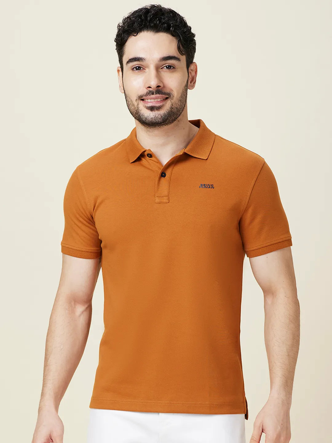 Being Human Clothing Men Brown Solid Polo Neck T-Shirt