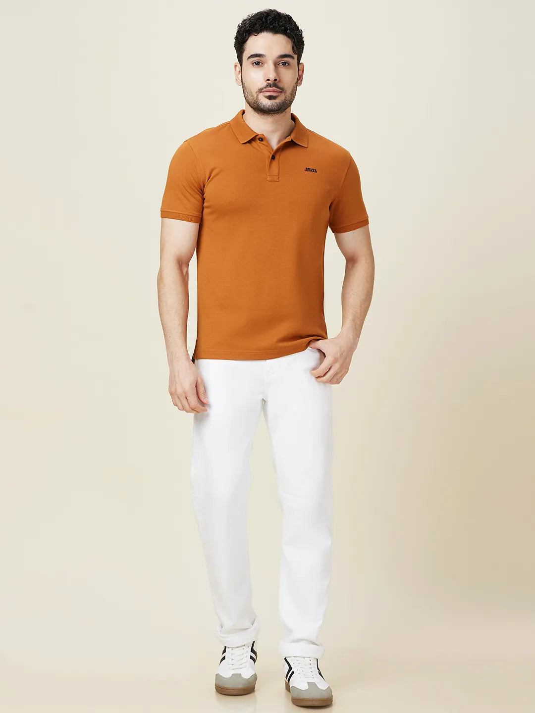 Being Human Clothing Men Brown Solid Polo Neck T-Shirt